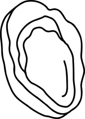 Fresh opened oyster hand draw