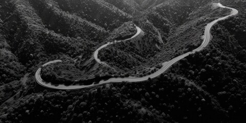 Winding Road from Above in Mono - AI Generated