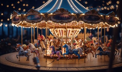 Intricately designed magical carousel with fantasy creatures Creating using generative AI tools