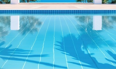 The empty poolside surface was a serene sight during summer travel. Creating using generative AI tools