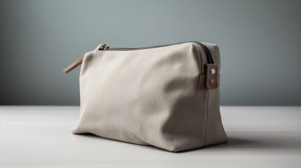 pouch package grey colour on a solid colour background generative ai