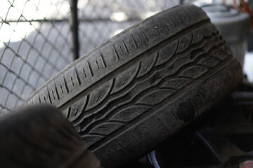 Used tire in the garage