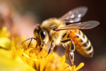 Bee on Flower Macro - AI Generated