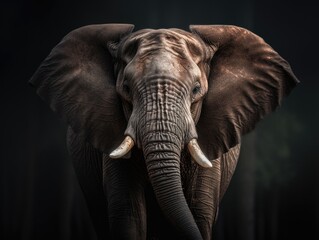 Naklejka na ściany i meble an elephant with tusks and large ears