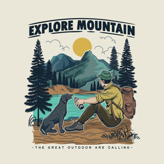 Mountain Expedition Logo. Outdoor Camping and Adventure Vintage Logo Vector