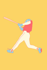 A swinging baseball hitter