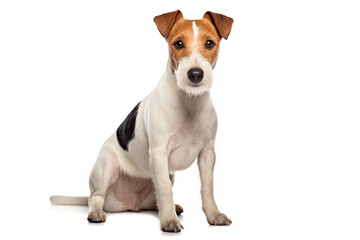 Fox Terrier dog on white background - obrazy, fototapety, plakaty