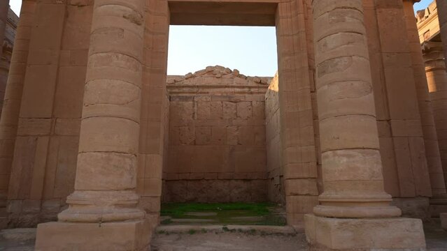 Gateway to Shamash Temple at Hatra in Iraq. Fpv forward 