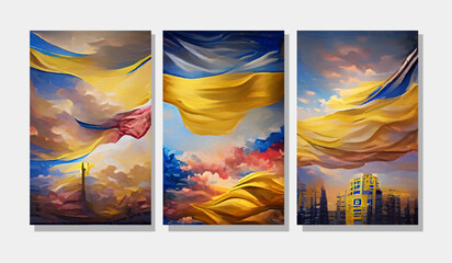Fototapeta na wymiar Poster for banner design. World peace posters set. Flag pattern.