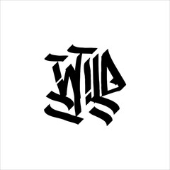 wild Lettering Illustration for tshirt design,Typography,Graffiti, poster, on white background