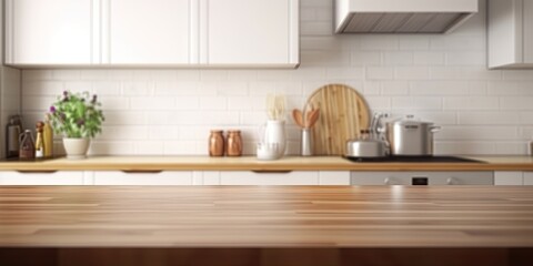 Obraz na płótnie Canvas Kitchen room in Spacious Home. Wooden tabletop in a modern interior