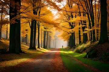 red autumn tree isolated with maple leaves falling