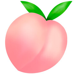 peach with leaf, fruit on summer season