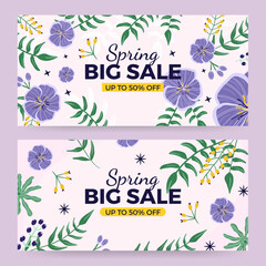 Fototapeta na wymiar Floral spring sale banner template design 