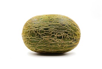 Green oval melon isolated on a white background. Piel de Sapo melon.
