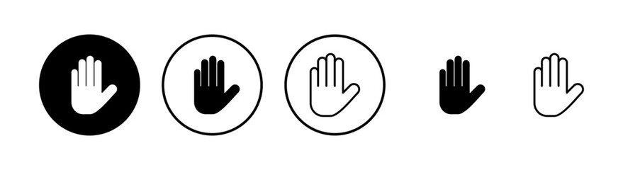 Stop icons set. Hand symbol. Hand icon vector