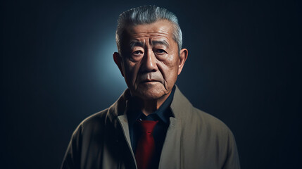 Evocative Portrait of an Uncertain Yet Accomplished Elderly Retired Chinese Businessman