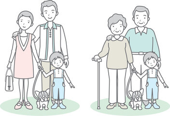 家族介護のベクターイラスト