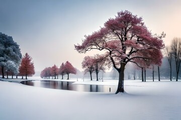 winter landscape with trees generated ai