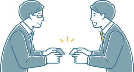 名刺交換をするビジネスマン