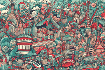 Digital abstract colorful background. AI generated