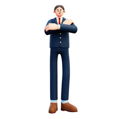 businessman arms crossed 3d illustration