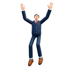 Fototapeta na wymiar businessman jumping celebrating success