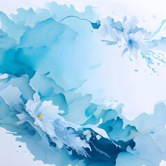 Abstract flower painting in blue 