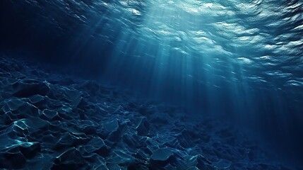 Naklejka premium Dark blue ocean surface from underwater generative AI
