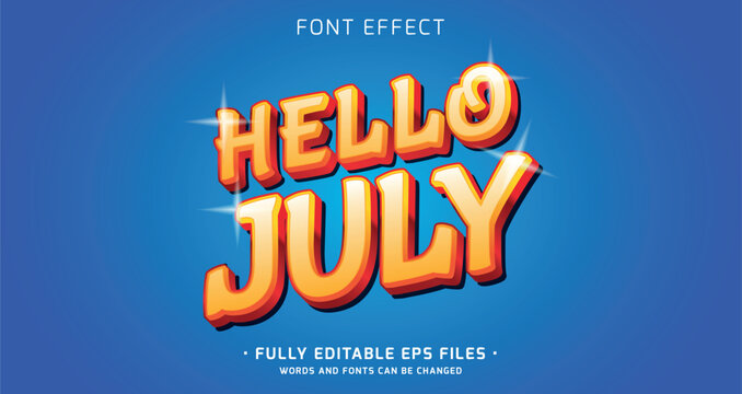 hello July 3d text effect