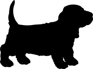  Basset Hound Dog puppies silhouette. Baby dog silhouette. Puppy