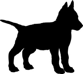 Belgian Malinois Dog puppies silhouette. Baby dog silhouette. Puppy