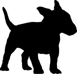 Bull Terrier. Dog puppies silhouette. Baby dog silhouette. Puppy