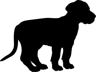 Great Dane. Dog puppies silhouette. Baby dog silhouette. Puppy