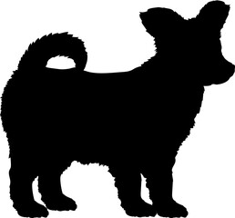 Papillon Dog puppies silhouette. Baby dog silhouette. Puppy