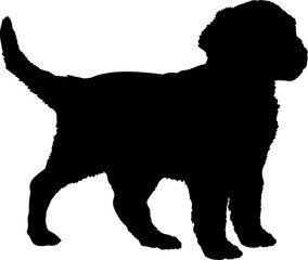 Portuguese Water Dog puppies silhouette. Baby dog silhouette. Puppy