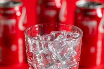 Glass full of ice cubes