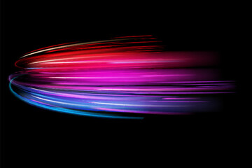 Light everyday glowing effect. Abstract light lines of movement and speed in white. pinck semicircular wave, light trail curve swirl