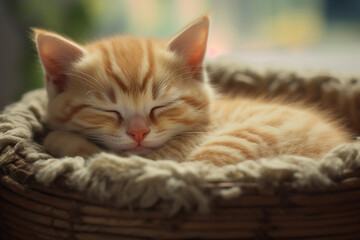 Fototapeta na wymiar sleeping cute kitten 