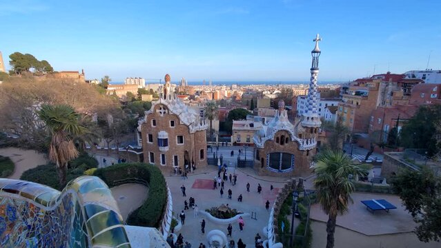 Park G&uuml;ell Guell Barcelona Spain - Gardens and Architectural Elements on Carmel Hill by Antoni Gaud&iacute;