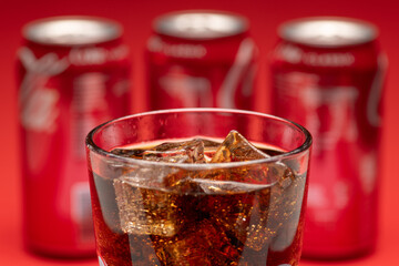 Glass full of ice cubes
