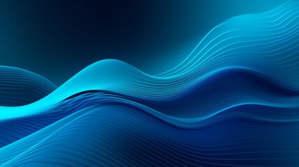 Abstract gradient blue wavy flowing lines background in dynamic style, Template banner design concept