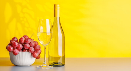 Wine bottle and grapes