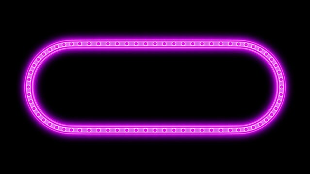 Retro pink frame neon night lights glowing background. 3d render