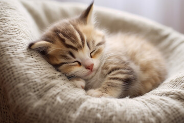 Obraz premium sleeping cute kitten, Generative AI 