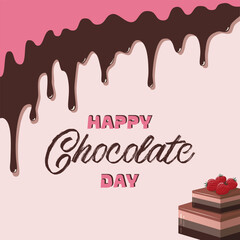Happy Chocolate Day. World Chocolate Day Instagram post, postcard or banner. 