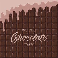 World Chocolate Day Instagram post, postcard or banner. Chocolate Day elegant flat template.