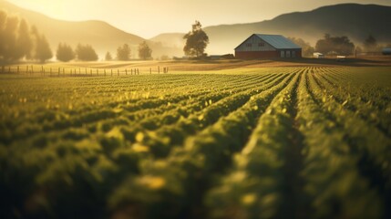 Agricultural landscape with breathtaking scenery and farm activities. Generative AI
