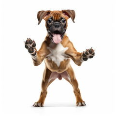 Obraz premium A full body shot of an energetic Boxer puppy (Canis lupus familiaris)
