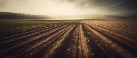 Papier Peint photo autocollant Marron profond Agricultural landscape with breathtaking scenery and farm activities. Generative AI